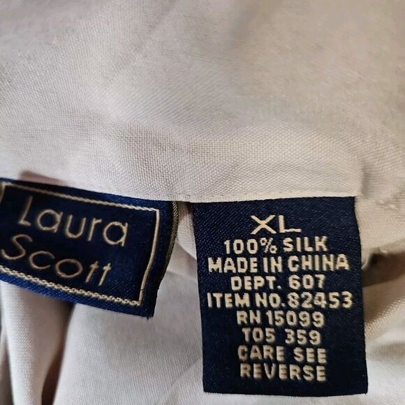 Laura Scott Beige Xl 100% silk blouse short sleeve button front - Picture 5 of 8